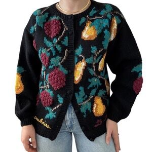 Vintage The Eagle’s Eye Fruit Pattern Women's Sweater S